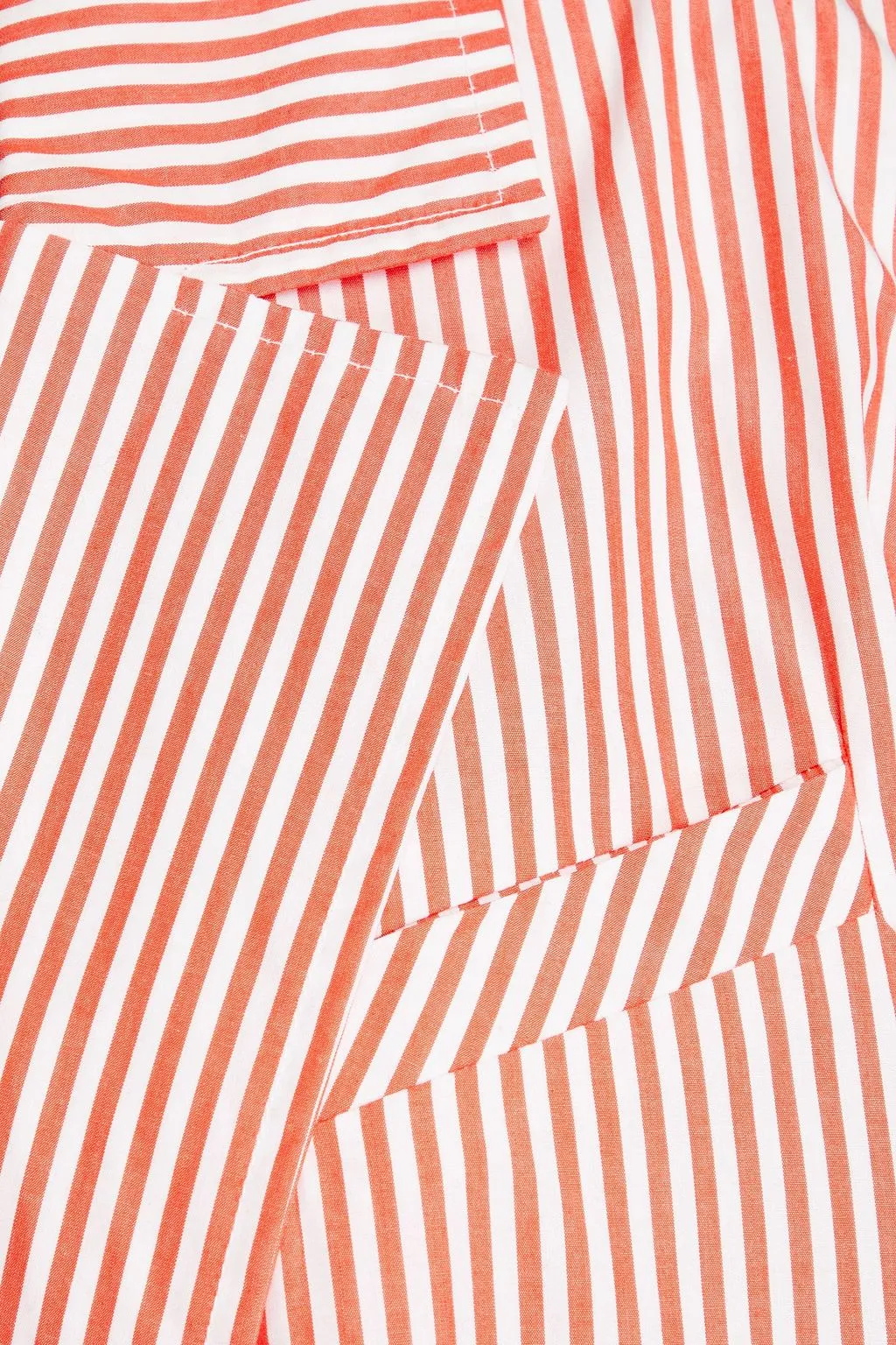 Cotton poplin midi shirtdress with shirred stripes GANNI, orange