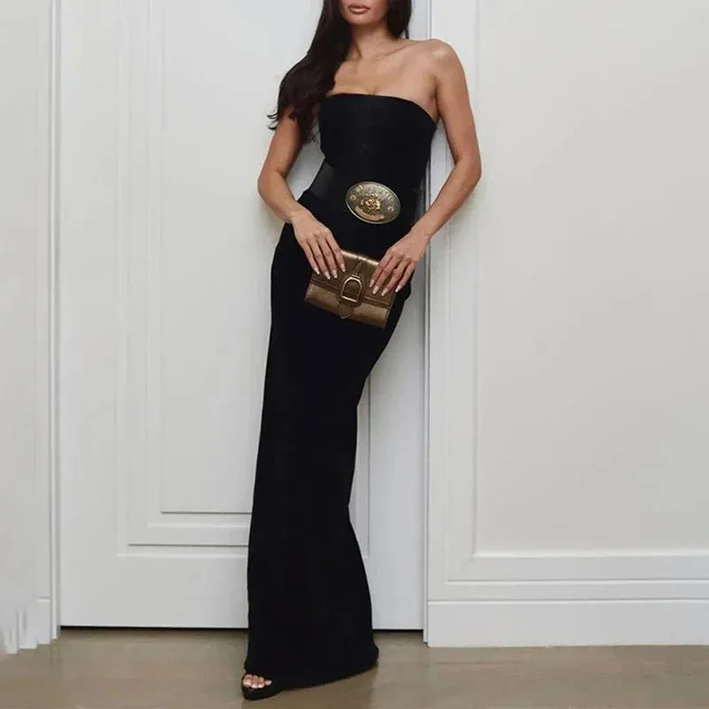 Elegant Strapless Off Shoulder Long Dress