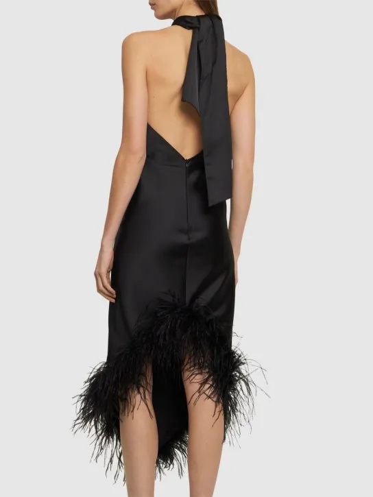 Giuseppe Di Morabito   Satin midi dress w/feathers 