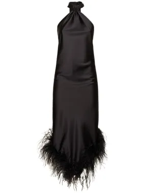 Giuseppe Di Morabito   Satin midi dress w/feathers 