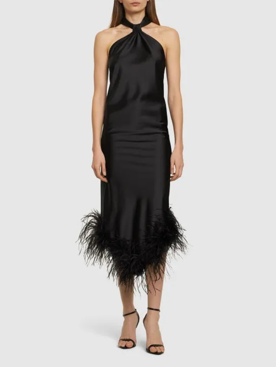 Giuseppe Di Morabito   Satin midi dress w/feathers 