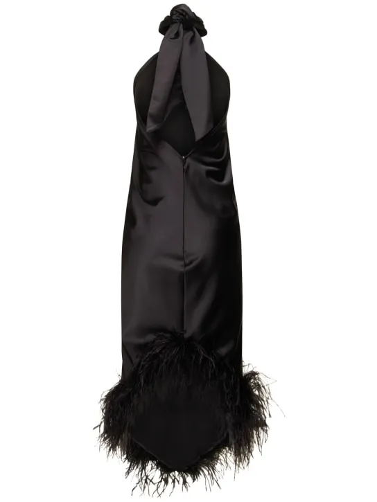 Giuseppe Di Morabito   Satin midi dress w/feathers 