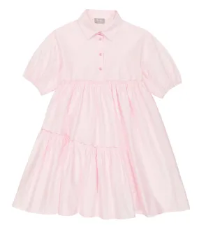 Il Gufo tiered cotton-satin shirtdress, pink