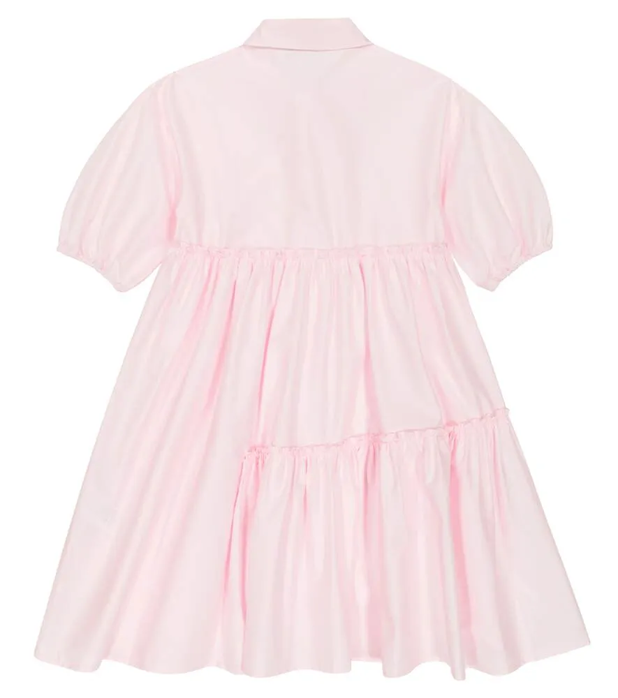 Il Gufo tiered cotton-satin shirtdress, pink