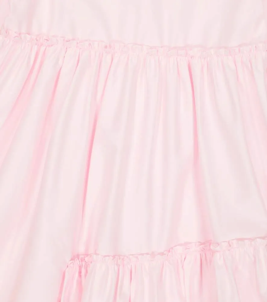 Il Gufo tiered cotton-satin shirtdress, pink