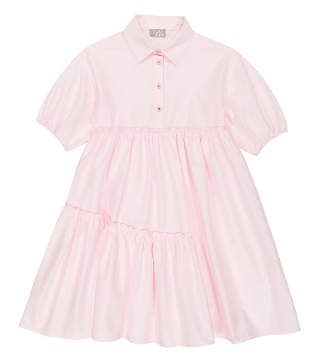 Il Gufo tiered cotton-satin shirtdress, pink