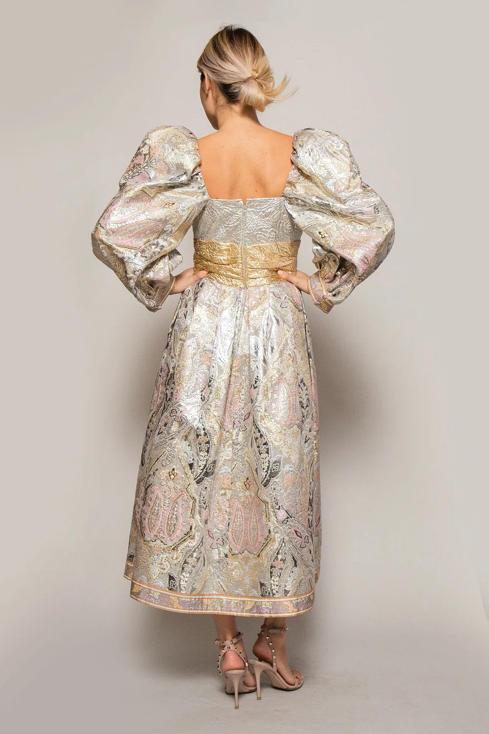 Leonard Metallic Tea Length Gown