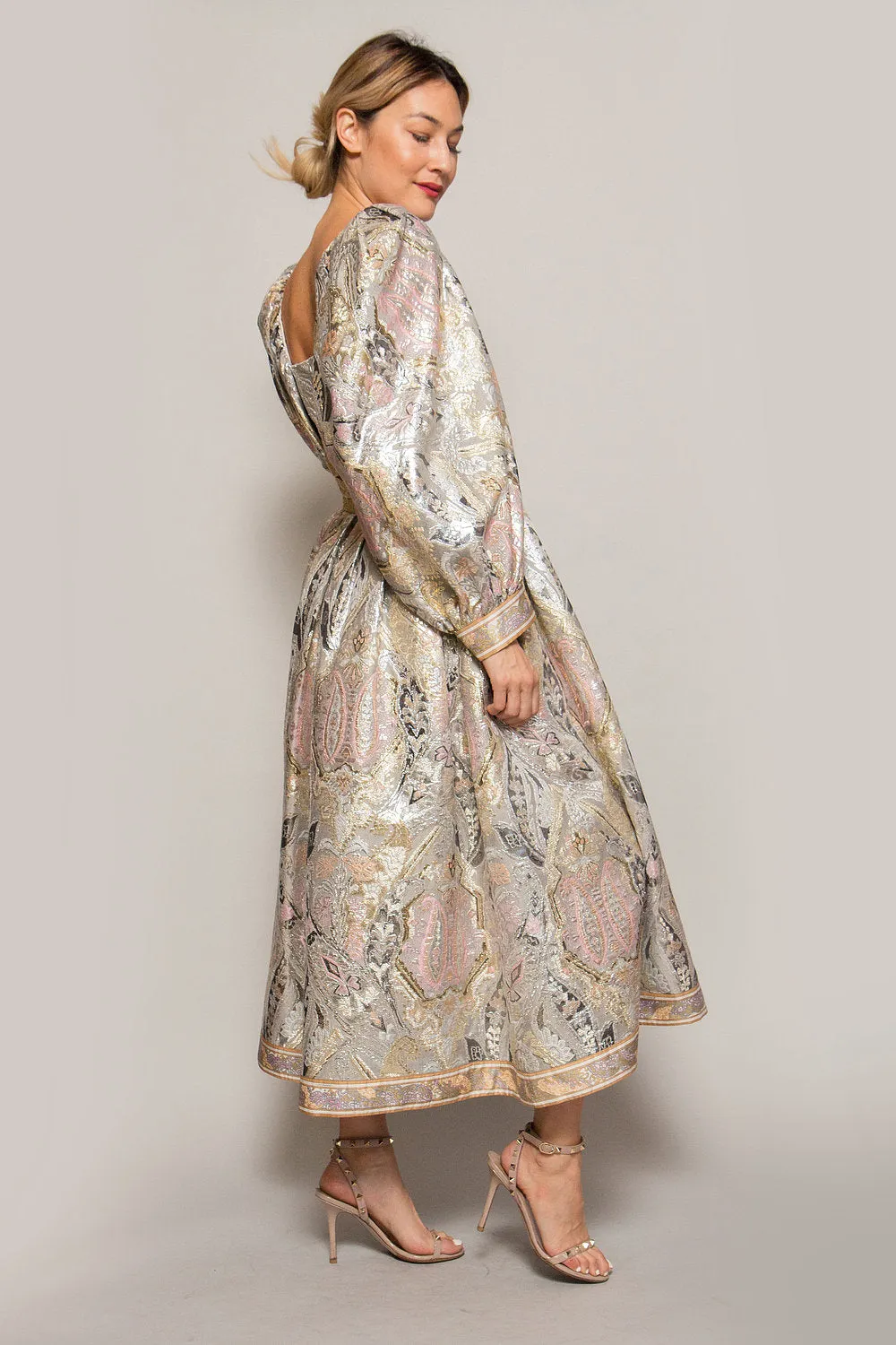 Leonard Metallic Tea Length Gown