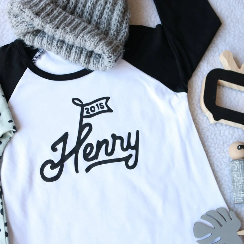 Personalised Retro Flag Raglan Baseball Top
