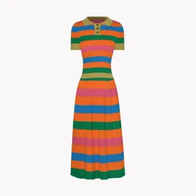 Pre Order:  Striped Polo Shirt and Skirt Set