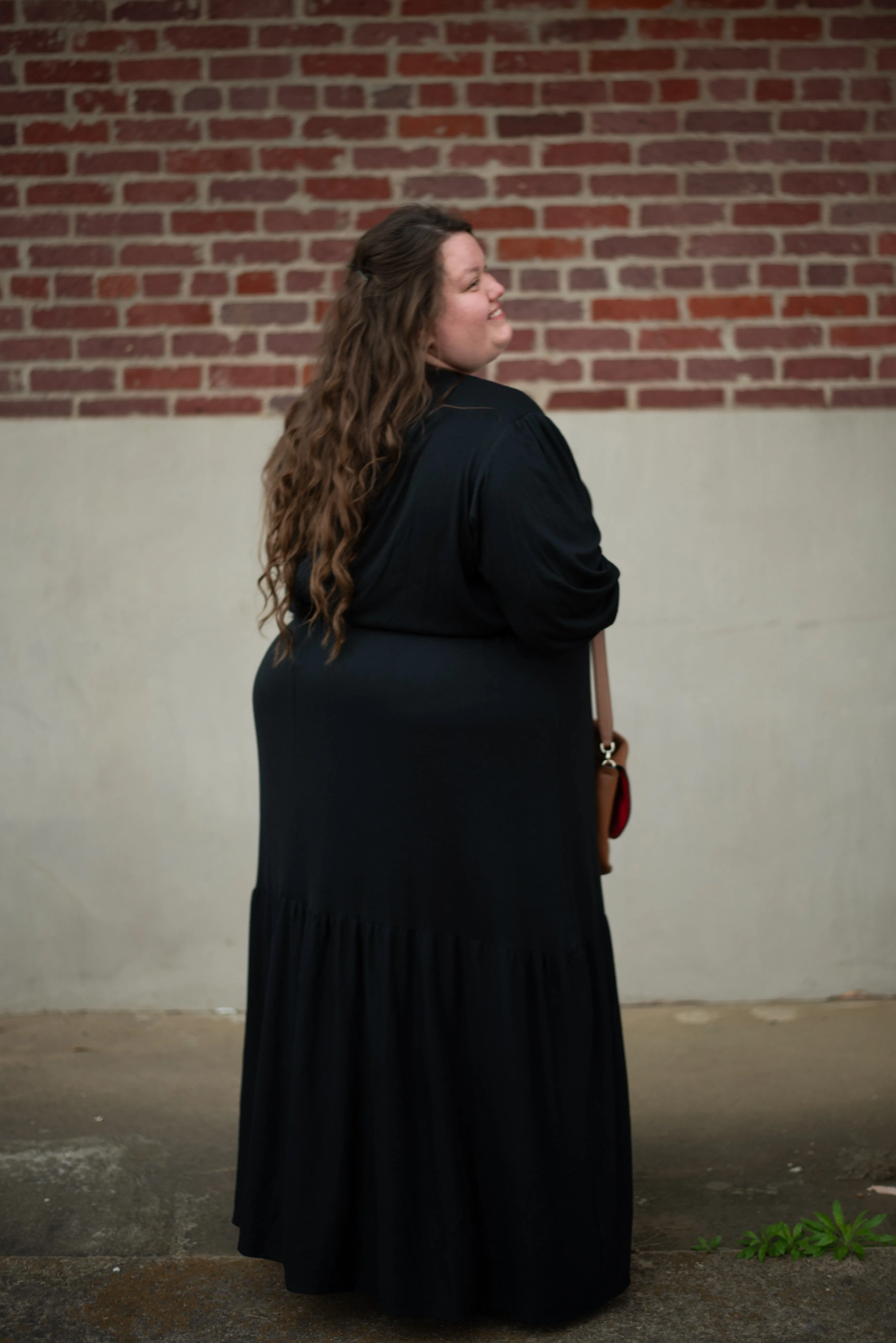 The Ribbed Maxi Drawstring Dress (Black)